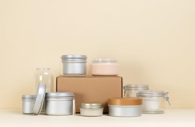 Eco-friendly packaging materials like glass jars and cardboard